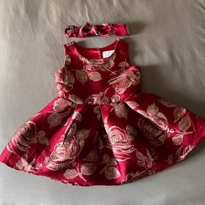 2pc. Beautiful dress with embroidery and embroidered headband with bow ♦️